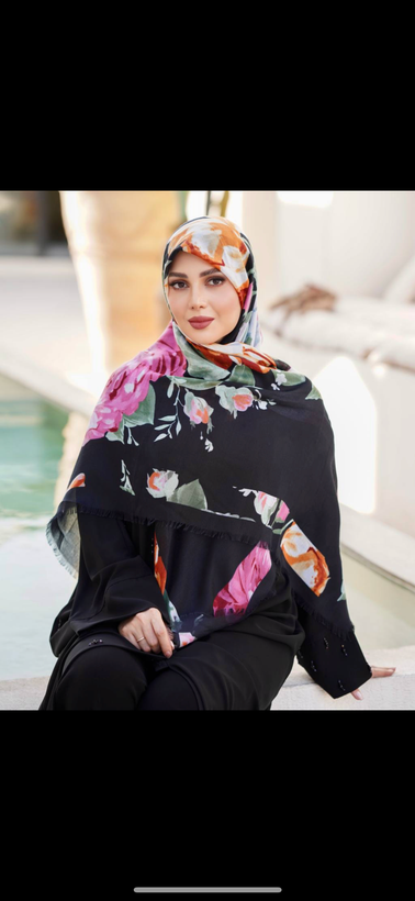 روسری نخ یونیک وارداتی طرح گل