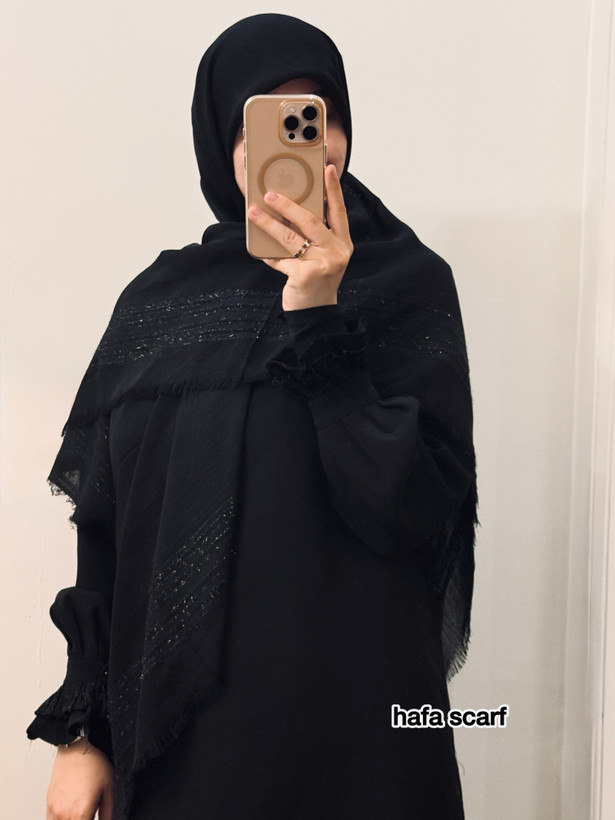 روسری نخی چهار خونه تک رنگ حاشیه لمه دار