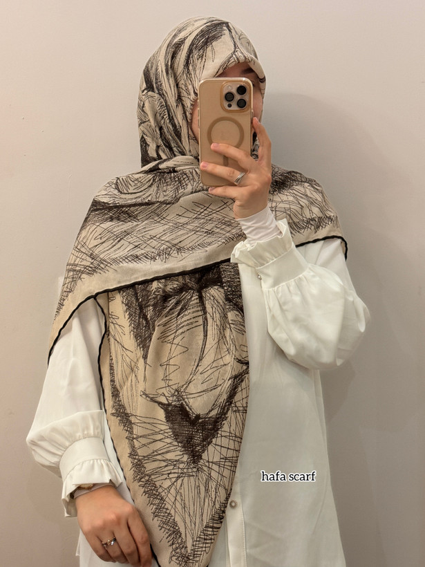 روسری نخ گارزا طرح دار